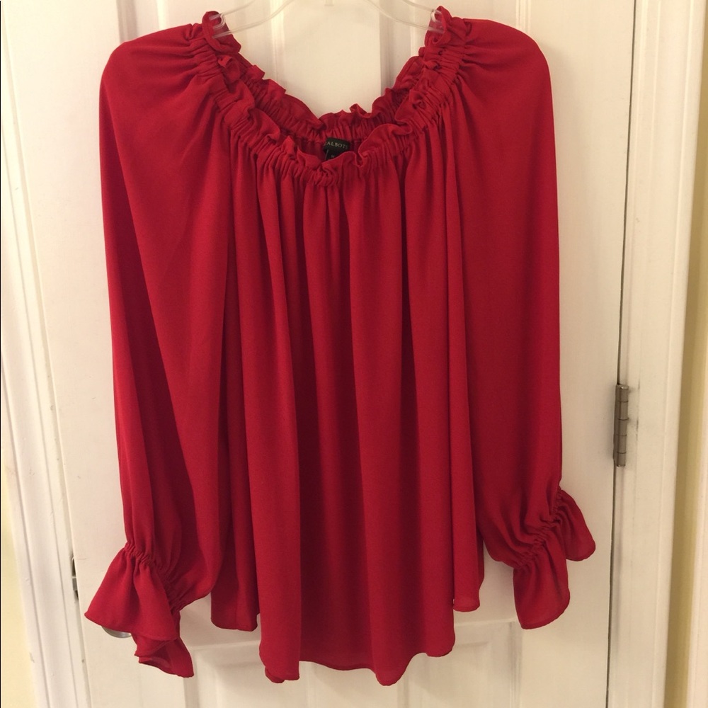 Talbots Blouse Red Sz M EUC